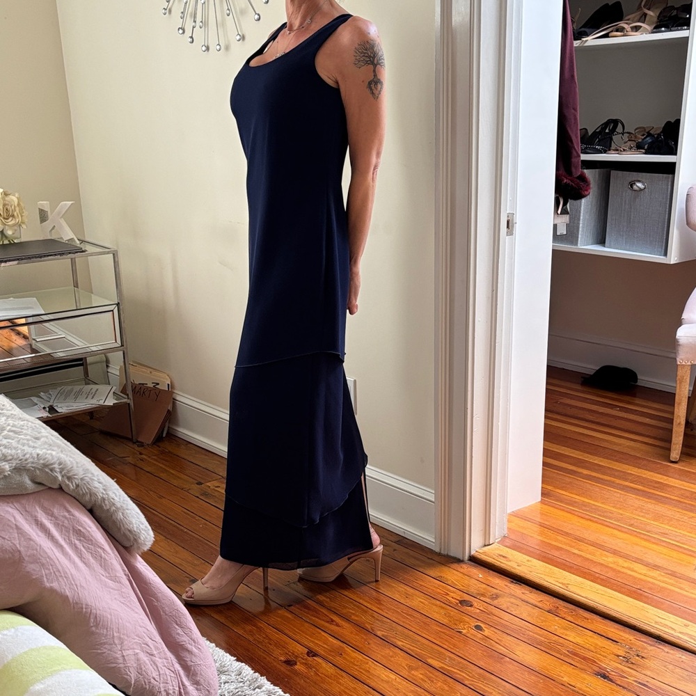 Patra Navy Layered Sleeveless Maxi Dress